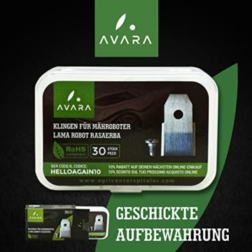 AVARA Mähroboter Messer - Ersatzklingen Husqvarna Mähroboter - innovative Schrauben - für Rasenroboter Automower von Husqvarna , Gardena, Yard Force - 30 Stück - 7