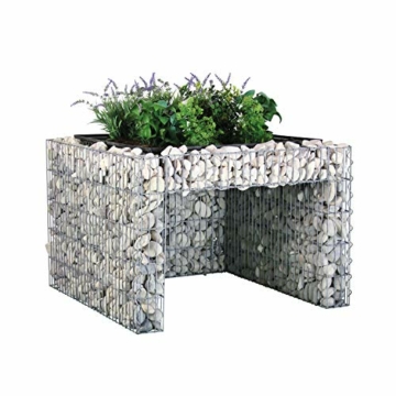 bellissa - Gabionen Mähroboter-Garage - 97296 - Bepflanzbare Rasenmäher-Garage mit Pflanzschale - 75x75x53 cm - 2