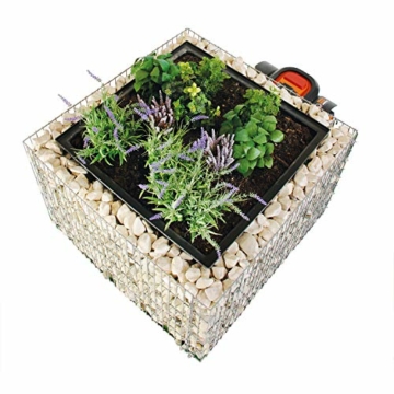 bellissa - Gabionen Mähroboter-Garage - 97296 - Bepflanzbare Rasenmäher-Garage mit Pflanzschale - 75x75x53 cm - 3