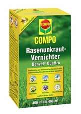 Compo Rasenunkraut-Vernichter Banvel Quattro (Nachfolger Banvel M), Bekämpfung von schwerbekämpfbaren Unkräutern im Rasen, Konzentrat, 400 ml (400 m²) - 1