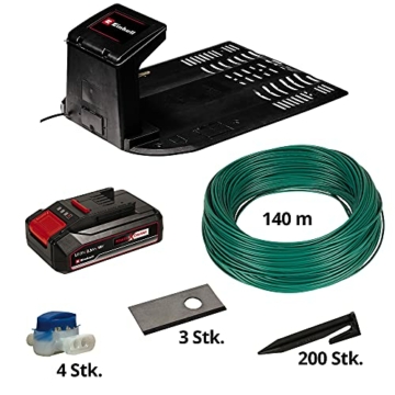 Einhell Mähroboter FREELEXO Kit 600 Power X-Change (für 600 m², Multizonenmäher, Bluetooth App, inkl. 2,5 Ah PXC Akku, 140 m Draht, 200 Haken, 3 Klingen, 4 Klemmen, Installationsset) - 3