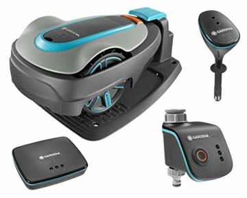 Gardena smart system Start-Set: Mähroboter smart SILENO city bis 500 m² Rasenfläche, Bewässerungscomputer smart Water Control, smart Sensor (19200-20) - 1