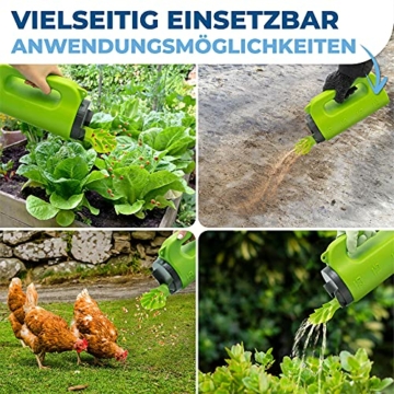 Housekeeps Handstreuer, ganzjährig einsetzbares Streugerät für Dünger, Rasensamen, Splitt & Streusalz, Ganzjahresstreuer mit gleichmäßigem Fächerauslauf-Verteiler, Garten Saatgutverteiler, 2 l - 3