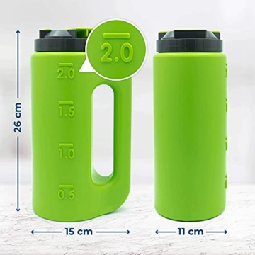 Housekeeps Handstreuer, ganzjährig einsetzbares Streugerät für Dünger, Rasensamen, Splitt & Streusalz, Ganzjahresstreuer mit gleichmäßigem Fächerauslauf-Verteiler, Garten Saatgutverteiler, 2 l - 6