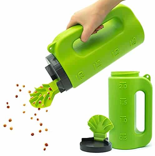 Housekeeps Handstreuer, ganzjährig einsetzbares Streugerät für Dünger, Rasensamen, Splitt & Streusalz, Ganzjahresstreuer mit gleichmäßigem Fächerauslauf-Verteiler, Garten Saatgutverteiler, 2 l - 1