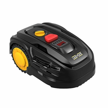 LANDXCAPE Mährobot LX799 für bis zu 300m² & 25% Steigung Automatischer Rasenmäher mit Seitenlast-Digitalanzeige 3-Messer-Schneid-/Mulchsystem Stoßerkennung Vernetzter Garten Roboter Schwarz/Organge - 1