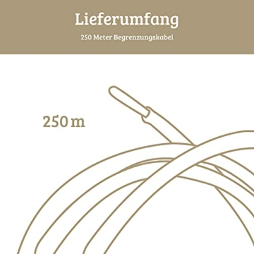 lohag® 250m Universal Begrenzungskabel für Mähroboter - Begrenzungsdraht kompatibel mit Gardena Rasenmäher, Worx Landroid uvm. - Rasenroboter Kabel - Ideales Mähroboter Zubehör für Ihren Rasen - 5