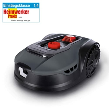 Mähroboter bis zu 500 qm² | 18cm Schnittbreite | 20-60 mm Schnitthöhe | Regensensor | Wireless App-gesteuert | Digitale Anzeige | 35% Steigung | Practixx PX-RRM-500Wi Akku Rasenmäher - 2