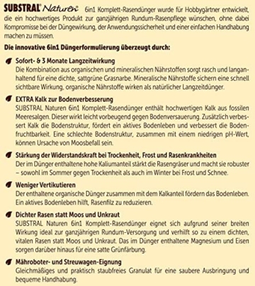 Substral Naturen 6in1 Komplett Rasendünger, mit Sofort und Langzeitwirkung mit Extra Kalk und Kalium, 270 m², 20 kg - 11
