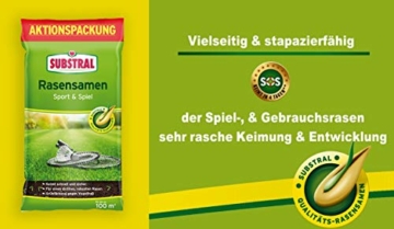 Substral Rasensamen Sport und Spiel, strapazierfähige Rasensaat-Mischung mit Grünfärbung gegen Vogelfraß, 2kg, 100m² - 7