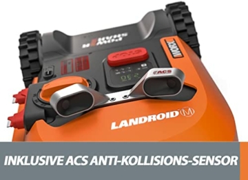 WORX Landroid WR900E Mähroboter – Akkurasenmäher für kleine Gärten mit bis zu 500m² – Selbstfahrender Rasenmäher für einen ordentlichen Rasenschnitt – Inklusive Anti-Kollisions-System - 4