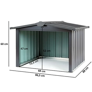 Zelsius Mähroboter Garage Metall | 86,5 x 88 x 60 cm | Garage für Mähroboter, Überdachung für Rasenroboter, Rasenmähroboter Garage - 4