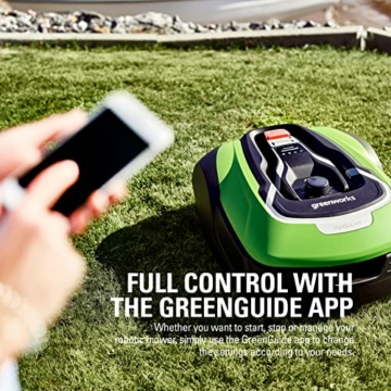 Greenworks Mähroboter Optimow 10 GRL110 (Akku-Rasenmäher selbstfahrend bis 1000m² smart GreenGuide app bis 35% Steigung 20-60mm Schnitthöhe bis zu 70min Mähzeit besonders leise mit Ladestation) - 5